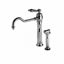 Waterworks 07-51031-79118 - Julia One Hole High Profile Kitchen Faucet, Metal Lever Handle and Spray in Unlacquered Brass,