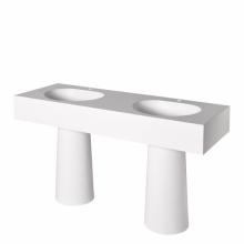 Waterworks 11-72948-48913 - Formwork Lithic  Double Pedestal Sink for One Hole Faucets 62'' x 22 1/2'' x