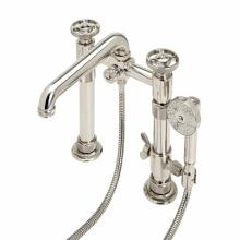 Waterworks 09-28953-99573 - R.W. Atlas Exposed Deck Mounted Tub Filler with Handshower and Wheel Handles in Antique