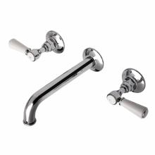 Waterworks 07-71240-32748 - Highgate Low Profile Three Hole Wall Mounted Lavatory Faucet with White Porcelain Lever Handles