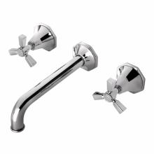 Waterworks 07-94182-54984 - Roadster Low Profile Three Hole Wall Mounted Lavatory Faucet with Metal Tri-Spoke Handles and