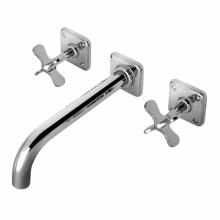 Waterworks 07-50659-00819 - Ludlow Low Profile Three Hole Wall Mounted Lavatory Faucet with Metal Cross Handles and Valve in