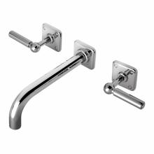 Waterworks 07-96958-47757 - Ludlow Low Profile Three Hole Wall Mounted Lavatory Faucet with Metal Lever Handles and Valve in