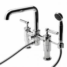 Waterworks 09-05869-26386 - Ludlow Deck Mounted Exposed Tub Filler with Handshower and Metal Lever Handles in