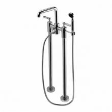 Waterworks 09-39397-44227 - Ludlow Freestanding Exposed Tub Filler with Handshower and Metal Lever Handles in