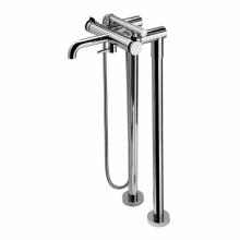 Waterworks 09-36759-61857 - Decibel Floor Mounted Exposed Tub Filler with Handshower and Metal Knob Handles in