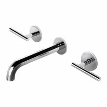 Waterworks 07-63596-70416 - Decibel Low Profile Three Hole Wall Mounted Lavatory Faucet with Metal Lever Handles and Valve in