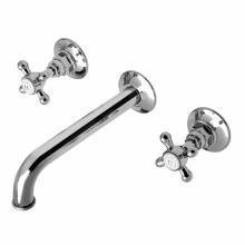 Waterworks 07-33110-36939 - Highgate Low Profile Three Hole Wall Mounted Lavatory Faucet with Metal Cross Handles and Valve