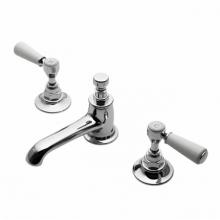 Waterworks 07-79001-67175 - Highgate Low Profile Three Hole Deck Mounted Lavatory Faucet with White Porcelain Lever Handles