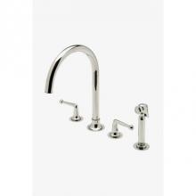 Waterworks 07-02456-48063 - Dash Three Hole Gooseneck Kitchen Faucet with Metal Lever Handles and Spray in Architectural Bronz