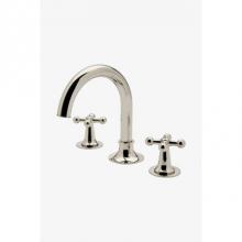 Waterworks 07-33790-32079 - Dash Gooseneck Three Hole Deck Mounted Lavatory Faucet with Metal Cross Handles in Chrome, 1.2gpm