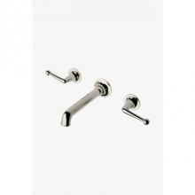 Waterworks 07-36520-82359 - Dash Three Hole Wall Mounted Lavatory Faucet with Metal Lever Handles in Matte Nickel, 1.2gpm