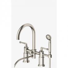 Waterworks 09-82935-29001 - Dash Deck Mounted Exposed Tub Filler with 2.5gpm Metal Handshower and Lever Handles in Unlacquered