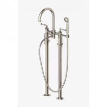 Waterworks 09-22924-64778 - Dash Floor Mounted Exposed Tub Filler with 2.5gpm Metal Handshower and Lever Handles in Matte Nick