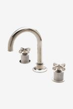 Waterworks 07-00326-73608 - Henry Gooseneck Three Hole Deck Mounted Lavatory Faucet with Coin Edge Cylinders and Metal Cross