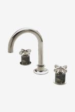 Waterworks 07-34799-95075 - Henry Gooseneck Three Hole Deck Mounted Lavatory Faucet with Portoro Cylinders and Metal Cross Han