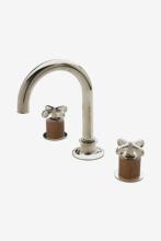 Waterworks 07-86010-96653 - Henry Gooseneck Three Hole Deck Mounted Lavatory Faucet with Teak Cylinders and Metal Cross