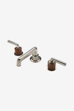 Waterworks 07-73987-82509 - Henry Low Profile Three Hole Deck Mounted Lavatory Faucet with Teak Cylinders and Metal Lever