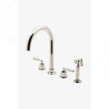 Waterworks 07-65860-43866 - Henry Three Hole Gooseneck Kitchen Faucet, Metal Lever Handles and Spray in Matte Nickel