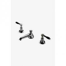 Waterworks 07-42974-10561 - Easton Classic Low Profile Three Hole Deck Mounted Lavatory Faucet with Black Porcelain Lever Hand