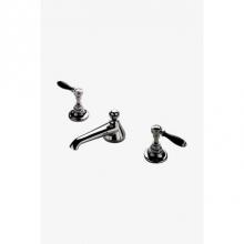 Waterworks 07-08730-67033 - Easton Vintage Low Profile Three Hole Deck Mounted Lavatory Faucet with Black Porcelain Lever Hand