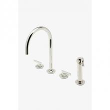 Waterworks 07-01411-46835 - Formwork Three Hole Gooseneck Kitchen Faucet with Metal Lever Handles and Spray in Shiny Copper, 1