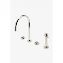 Waterworks 07-77565-01947 - Formwork Three Hole Gooseneck Kitchen Faucet with Metal Knob Handles and Spray in Matte Nickel, 2.