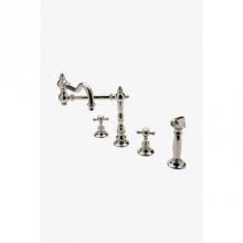 Waterworks 07-26732-02492 - Julia Three Hole Articulated Kitchen Faucet, Metal Cross Handles and Spray in Chrome