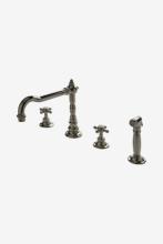 Waterworks 07-82552-84113 - Julia Three Hole High Profile Kitchen Faucet, Metal Cross Handles and Spray in