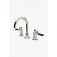 Waterworks 07-84429-84730 - Regulator Gooseneck Three Hole Deck Mounted Lavatory Faucet with Black Drop Lever Handles in