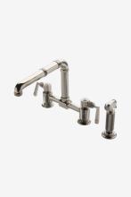 Waterworks 07-17636-05647 - R.W. Atlas Two Hole Bridge High Profile Kitchen Faucet, Metal Side Mount Levers and Spray in