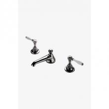 Waterworks 07-46068-50329 - Easton Vintage Low Profile Three Hole Deck Mounted Lavatory Faucet with White Porcelain Lever Hand