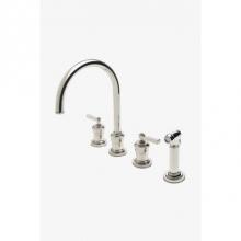 Waterworks 07-89590-69486 - Aero Three Hole Gooseneck Kitchen Faucet with Elevated Metal Lever Handles and Spray in Chrome, 1.