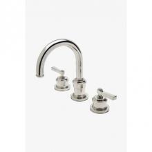 Waterworks 07-18246-77956 - Aero Gooseneck Three Hole Deck Mounted Lavatory Faucet with Metal Lever Handles in Chrome, 1.2gpm