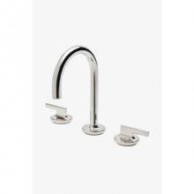 Waterworks 07-07111-03008 - Formwork Gooseneck Three Hole Deck Mounted Lavatory Faucet with Metal Lever Handles in Chrome, 1.2