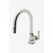 Waterworks 07-37237-22327 - Henry Mid-Size One Hole Gooseneck Kitchen Faucet with Metal Lever Handle and Pull Down Spray in Da