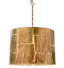 Flambeau Lighting PD1176-G - "Flagstone" Gold Leafed Drum Pendant w Glass Globe