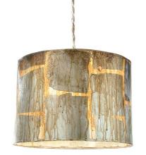 Flambeau Lighting PD1176-S - "Flagstone"  Silver Leaf Drum Pendant w Glass Globe