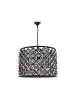 Elegant 1206D27MB-SS/RC - Madison 8 light Matte Black Chandelier Silver Shade (Grey) Royal Cut Crystal