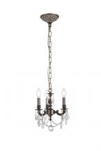 Elegant 9103D10PW/RC - Lillie 3 light Pewter Pendant Clear Royal Cut Crystal