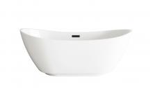 Elegant BT10362GW-MBK - 62 inch Soaking Bathtub in Glossy White with Matte Black Trim