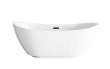 Elegant BT10367GW-MBK - 67 inch Soaking Bathtub in Glossy White with Matte Black Trim