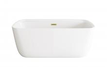 Elegant BT10559GW-BGD - 59 inch Soaking Bathtub in Glossy White with Brushed Gold Trim