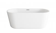 Elegant BT10659GW-BNK - 59 inch Soaking Bathtub in Glossy White with Brushed Nickel Trim