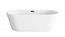 Elegant BT10671GW-MBK - 71 inch Soaking Bathtub in Glossy White with Matte Black Trim