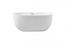 Elegant BT10754GW - 54 inch soaking roll top bathtub in glossy white