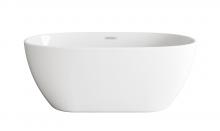 Elegant BT10759GW-BNK - 59 inch Soaking Bathtub in Glossy White with Brushed Nickel Trim