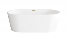 Elegant BT30167GW-BGD - 67 inch Bathtub in Glossy White with Brushed Gold Trim