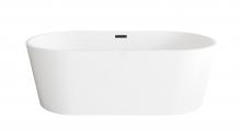 Elegant BT30167GW-MBK - 67 inch Bathtub in Glossy White with Matte Black Trim