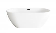 Elegant BT30359GW-MBK - 59 inch Bathtub in Glossy White with Matte Black Trim